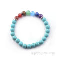 Turquoise Naturelle Pierre Perles Bracelet 8MM 7 Chakra Hommes Femmes Bracelets Bijoux